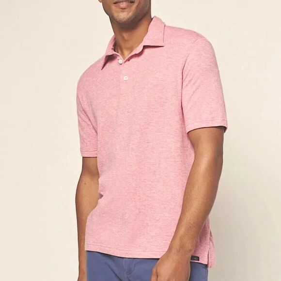 Faherty Men's Cloud Short Sleeve Polo Shirt, Faded Flag Heather, Size L - Picture 1 of 11